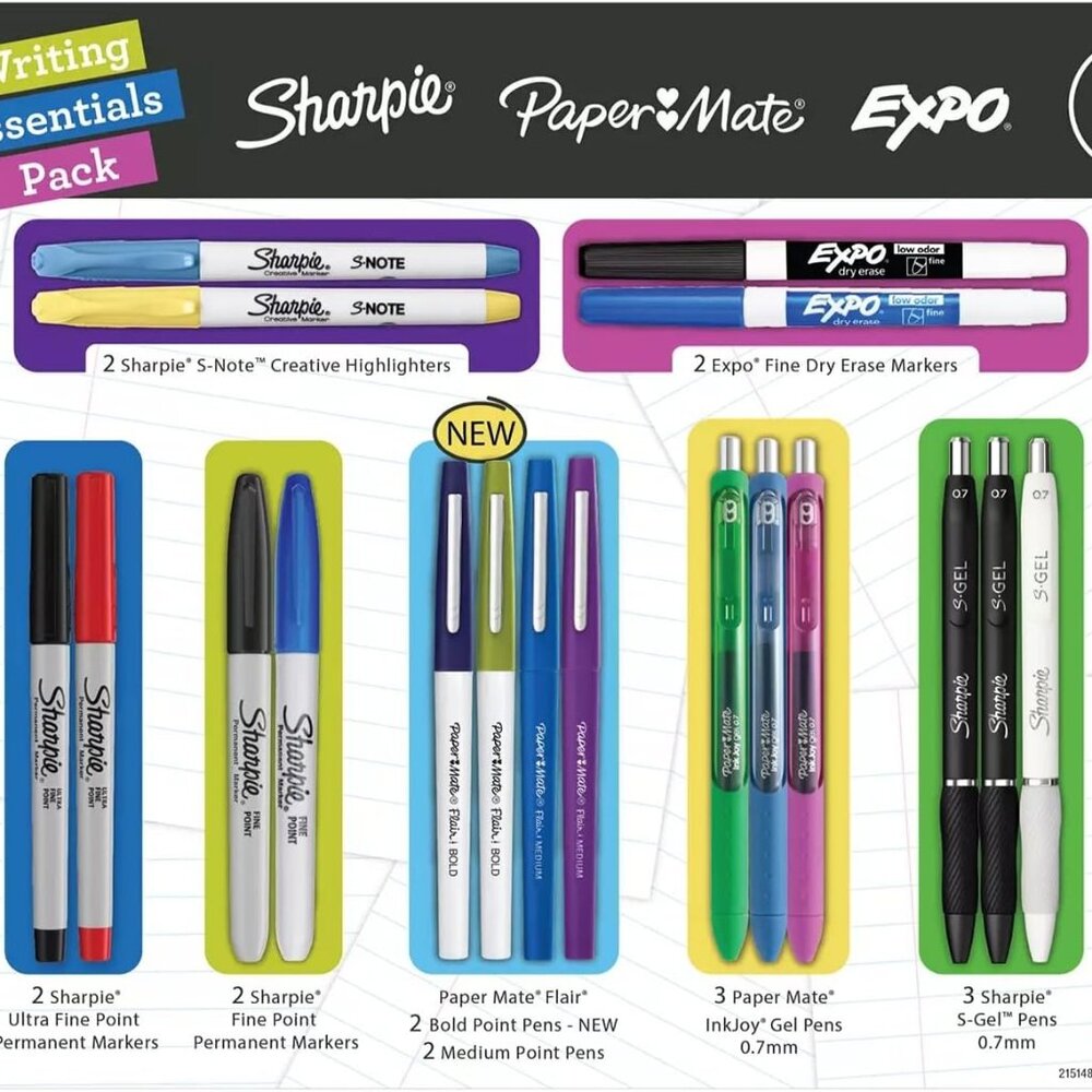 Sharpie Pen Assorted Writing Essentials Pack, 18 Count